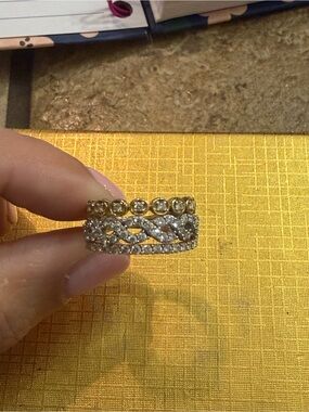 Gold and Silver Diamond Women's Ring - Elegant Sparkle